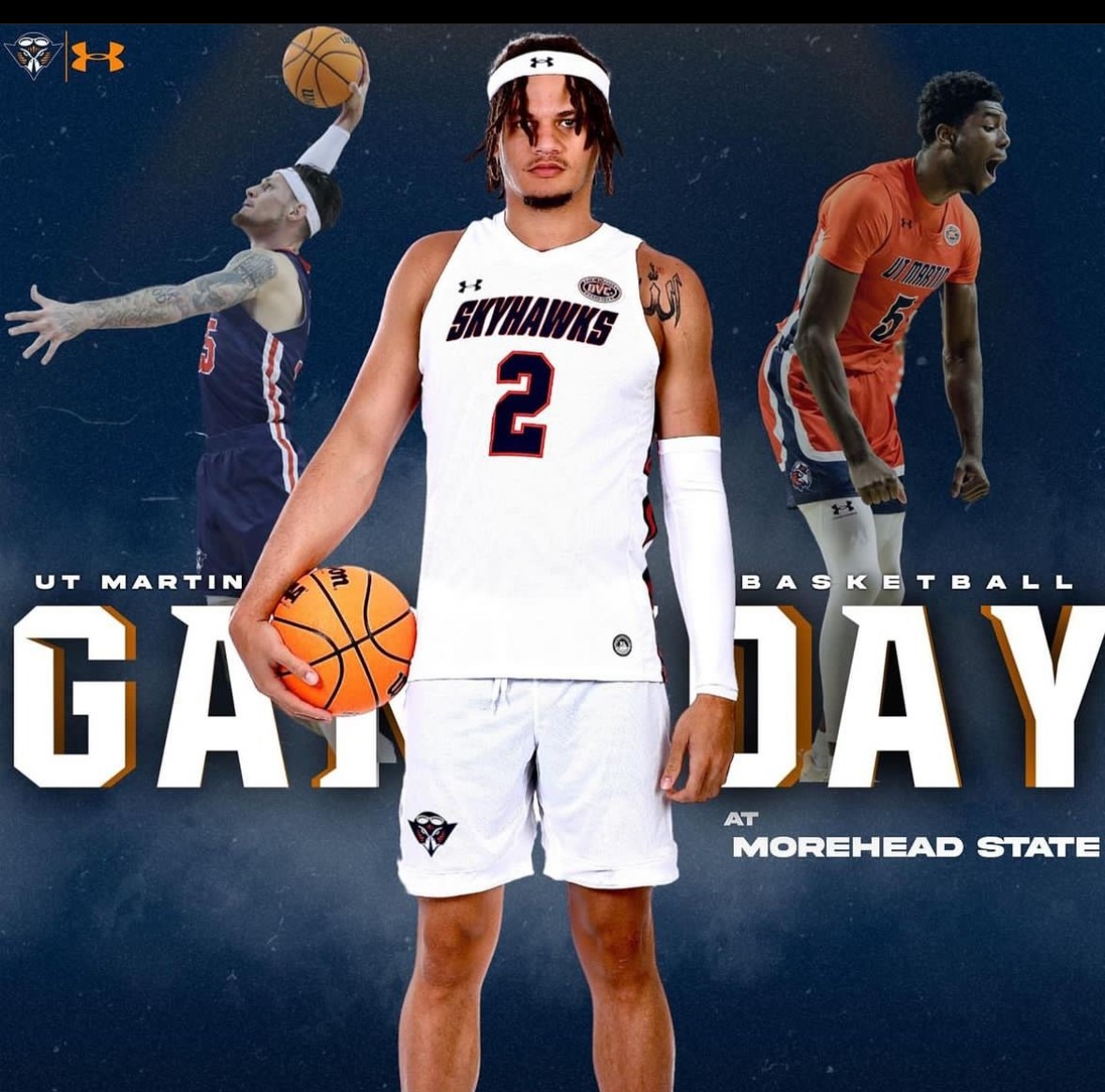 UT Martin Skyhawks gameday graphic featuring Issa Muhammad, No. 2